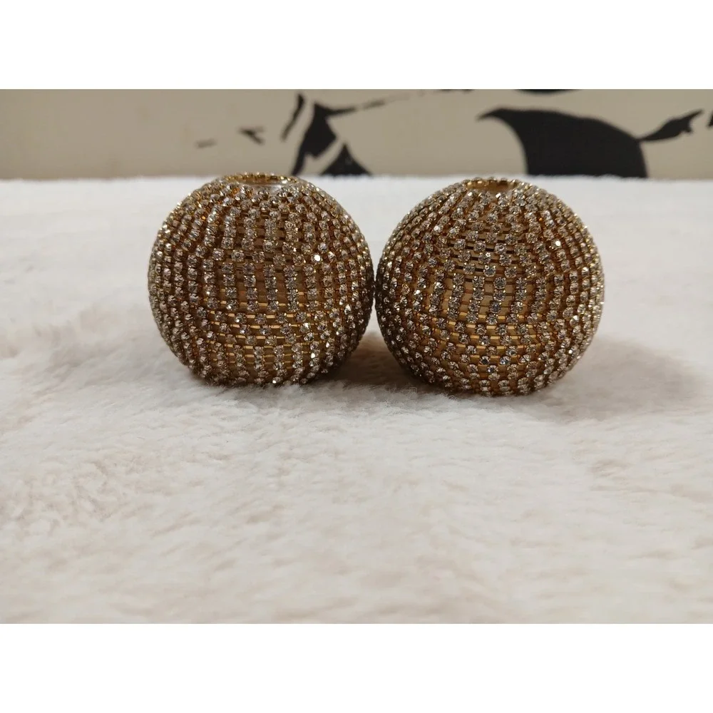 Crystal Rhinestone-Encrusted Decorative Sphere Salt‎ & Pepper Shakers